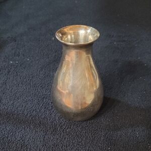 Small Silvertone Metal Flower Vase Made In India 4in Tall